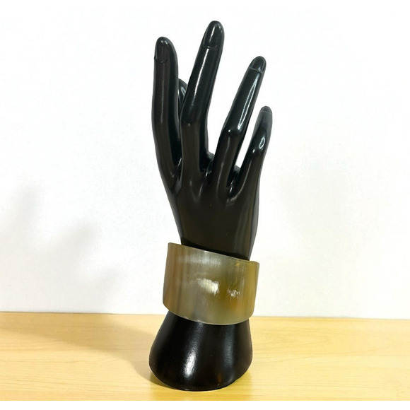 Buffalo Horn Wide Cuff Bangle Bracelet Handcrafted Bohemian Neutral - Picture 2 of 11